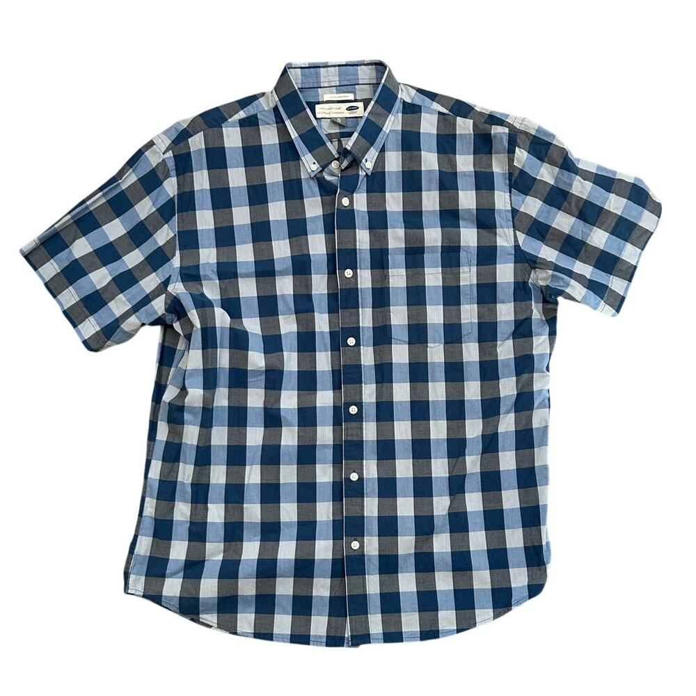 Old Navy Gingham Plaid Blue Slim Fit Classic Button Down XL
